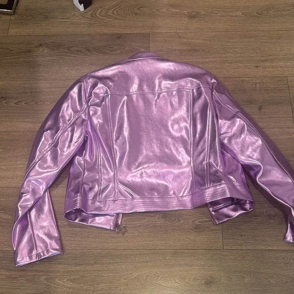 Shimmering Lavender Leather Jacket - Picture 2 of 2